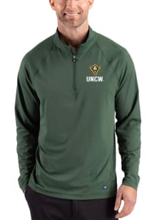 Cutter and Buck UNCW Seahawks Mens Green Prospect Epic Confidence Long Sleeve Qtr Zip Pullover