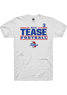Micah Tease Tulsa Golden Hurricane White Football NIL Stacked Box Short Sleeve Player T Shirt