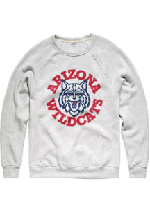 Charlie Hustle Arizona Wildcats Mens Ash Varsity Arch Long Sleeve Fashion Sweatshirt