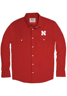 Snaps Nebraska Cornhuskers Mens Red Tailgater Long Sleeve Dress Shirt