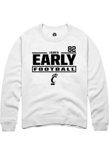 James Early Cincinnati Bearcats Mens White Football NIL Stacked Box Player Crew