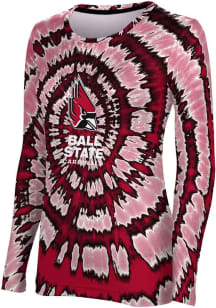 ProSphere Ball State Cardinals Womens Red Tie Dye LS Tee