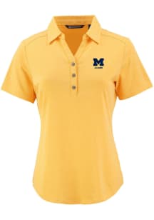 Cutter and Buck Michigan Wolverines Womens Yellow Alumni Forge Eco Polo Short Sleeve Polo Shirt
