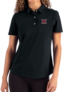 Cutter and Buck Miami RedHawks Womens Black Advantage Short Sleeve Polo Shirt