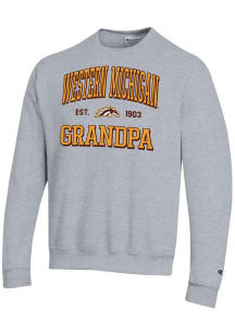 Champion Western Michigan Broncos Mens Grey Est. Date Grandpa Powerblend Long Sleeve Crew Sweatshi..