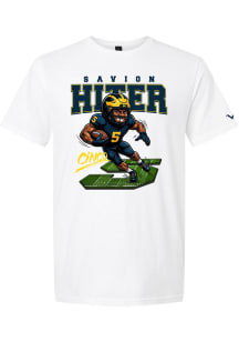 Savion Hiter Michigan Wolverines White NIL Caricature Short Sleeve Fashion Player T Shirt