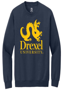 Summit Sportswear Drexel Dragons Mens Navy Blue Primary Logo Long Sleeve Crew Sweatshirt