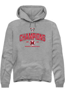 Summit Sportswear Miami RedHawks Mens Grey MAC 2026 Women's Basketball Champions Long Sleeve Hoodi..