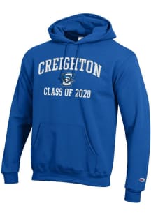 Champion Creighton Bluejays Mens Blue Font Class of 2028 Powerblend Long Sleeve Hoodie