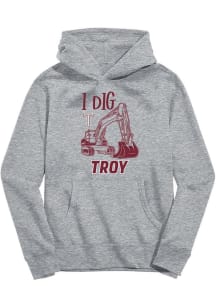 Vive La Fete Troy Trojans Toddler Grey Excavator Long Sleeve Hooded Sweatshirt