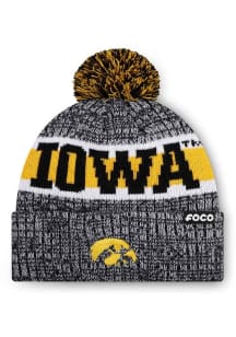 Forever Collectibles Iowa Hawkeyes Black Wordmark Heather Light Up Beanie Mens Knit Hat
