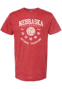 Summit Sportswear Nebraska Cornhuskers Red Heather Arch National Champion Wordmark Short Sleeve Fa..
