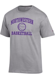 Champion Northwestern Wildcats Grey Basketball Icon Jersey Short Sleeve T Shirt