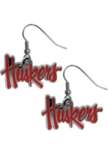 Nebraska Cornhuskers Chrome Dangle Womens Earrings
