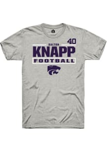 Dalton Knapp K-State Wildcats Ash Football NIL Stacked Box Short Sleeve Player T Shirt