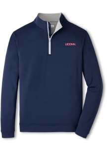 Peter Millar UConn Huskies Mens Navy Blue Perth Long Sleeve Qtr Zip Pullover
