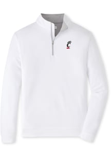 Peter Millar Cincinnati Bearcats Mens White Perth Long Sleeve Qtr Zip Pullover
