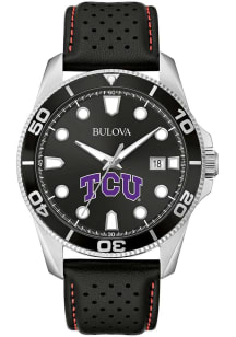 Bulova TCU Horned Frogs Sport Leather Mens Watch