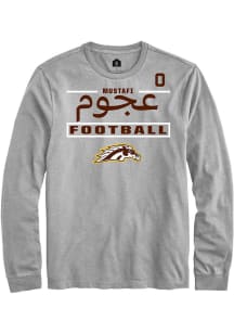 Mustafi Al-Gawari Western Michigan Broncos Grey Football NIL Stacked Box Long Sleeve Player T Shir..