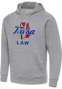 Antigua Tulsa Golden Hurricane Mens Grey Heather Tulsa Law  Victory Long Sleeve Hoodie