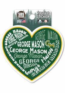 George Mason University 3.5in Heart Rugged Stickers - Green