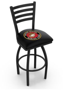 Marine Corps High Back Swivel Pub Stool - Black