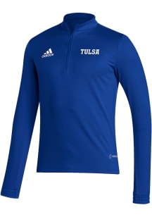 Adidas Tulsa Golden Hurricane Mens Blue Tulsa Wordmark Entrada 22 Training Long Sleeve Qtr Zip Pul..