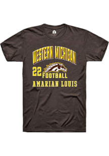 Amarian Louis Western Michigan Broncos Brown Football NIL Arch Logo Short Sleeve Player T Shirt