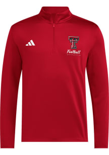 Adidas Texas Tech Red Raiders Mens Red Football 3 Stripe Football Long Sleeve Qtr Zip Pullover