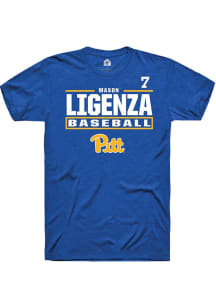 Mason Ligenza Pitt Panthers Blue NIL Stacked Box Short Sleeve Player T Shirt