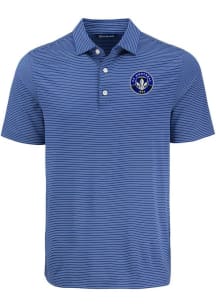 Cutter and Buck Montreal Impact Mens Blue Forge Eco Fine Line Short Sleeve Polo