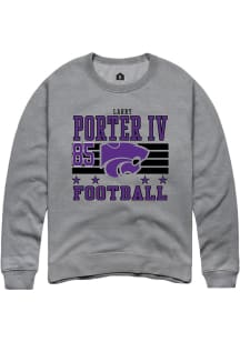Larry  Porter IV K-State Wildcats Mens Grey Football NIL Striped Player Crew