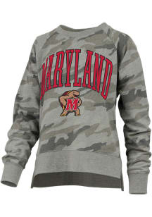 Pressbox Maryland Terrapins Womens Green Nelson Oakland Crew Sweatshirt