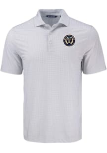 Cutter and Buck Philadelphia Union Mens Grey Pike Diamond Dot Short Sleeve Polo