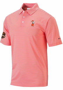 Columbia Oklahoma State Cowboys Mens Orange Swinging Pete Club Invite Stripe Short Sleeve Polo