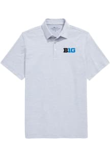 Vineyard Vines Big Ten Mens Grey St. Jean Stripe Short Sleeve Fashion Polo