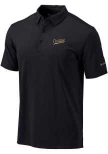 Columbia Purdue Boilermakers Mens Black Vault Heat Seal Omni Wick Drive Short Sleeve Polo