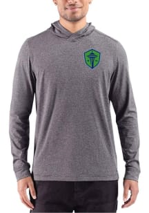 Cutter and Buck Seattle Sounders FC Mens Black Heather Adapt Long Sleeve Hoodie