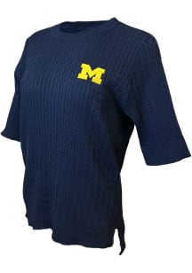 Michigan Wolverines Womens Navy Blue Merlot Knit Short Sleeve T-Shirt
