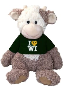 Wisconsin I Love WI Cheese Heart Cow 9" Plush - Green