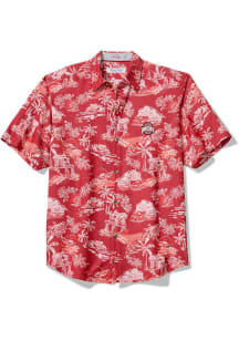 Tommy Bahama Ohio State Buckeyes Mens Red Paradise Isle Short Sleeve Dress Shirt
