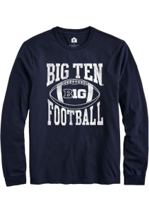 Rally Big Ten Navy Blue Football Arch Style Long Sleeve T Shirt