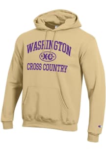 Champion Washington Huskies Mens Gold Cross Country Icon Powerblend Long Sleeve Hoodie