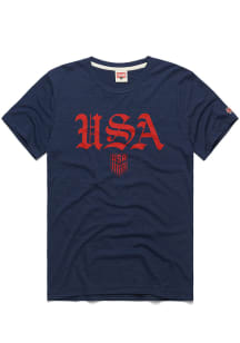 Homage USMNT Navy Blue USA Old English Short Sleeve Fashion T Shirt