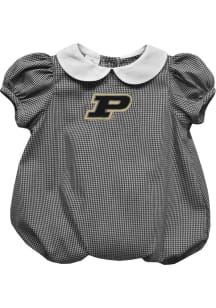 Vive La Fete Purdue Boilermakers Baby Black Gingham Collar Short Sleeve One Piece