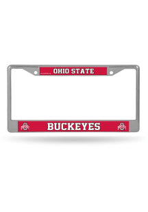 Ohio State Buckeyes Decal Chrome License Plate Frame - Silver