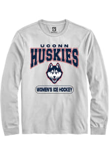 Summit Sportswear UConn Huskies White Women's Ice Hockey Long Sleeve T Shirt