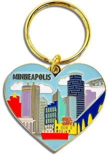 Minneapolis The Found City Skyline Heart Keychain - Light Blue