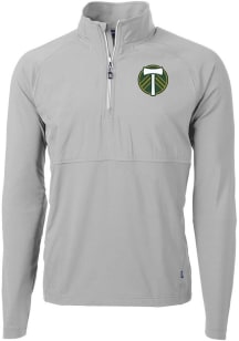 Cutter and Buck Portland Timbers Mens Grey Adapt Eco Hybrid Long Sleeve Qtr Zip Pullover