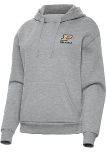 Antigua Purdue Boilermakers Womens Grey Heather Grandma Victory Hooded Sweatshirt
